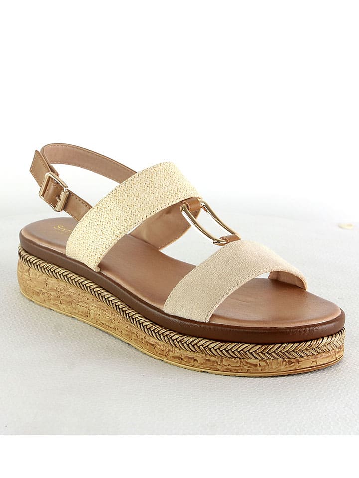 Sixth Sens Keilsandaletten in Creme/ Beige günstig kaufen