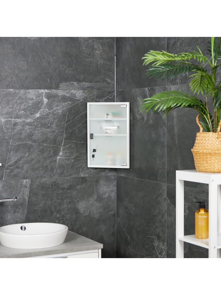 relaxdays Medizinschrank in Weiß - (B)30 x (H)45 x (T)17,5 cm günstig kaufen onesize