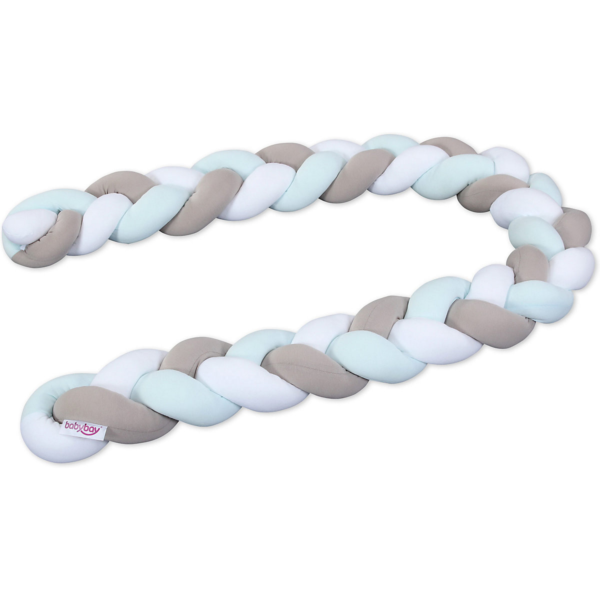 Nestchenschlange babybay, geflochten, weiß/aqua, 200 cm