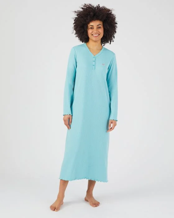 Chemise de nuit maille interlock côtelée douce et souple