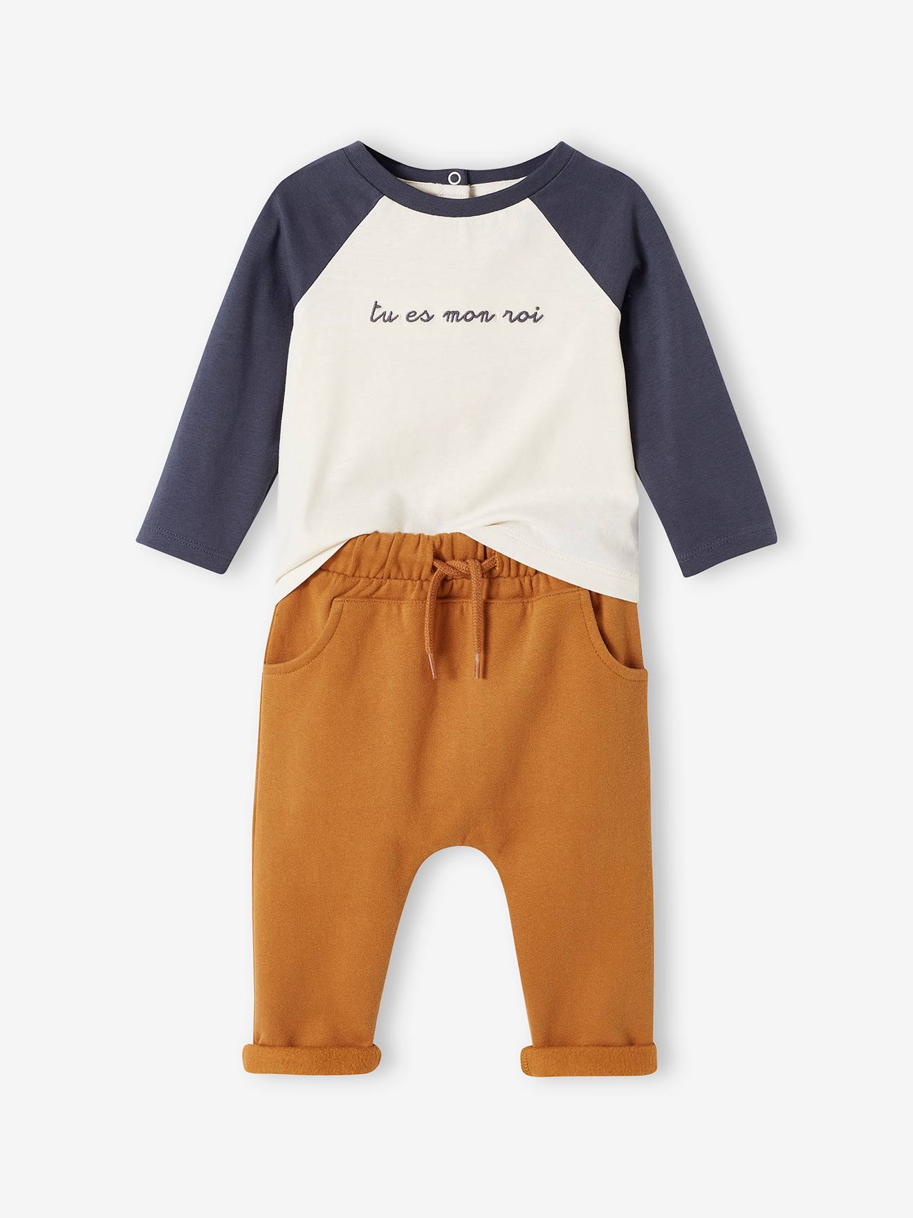 Ensemble bébé : T-shirt à personnaliser + pantalon en molleton vert