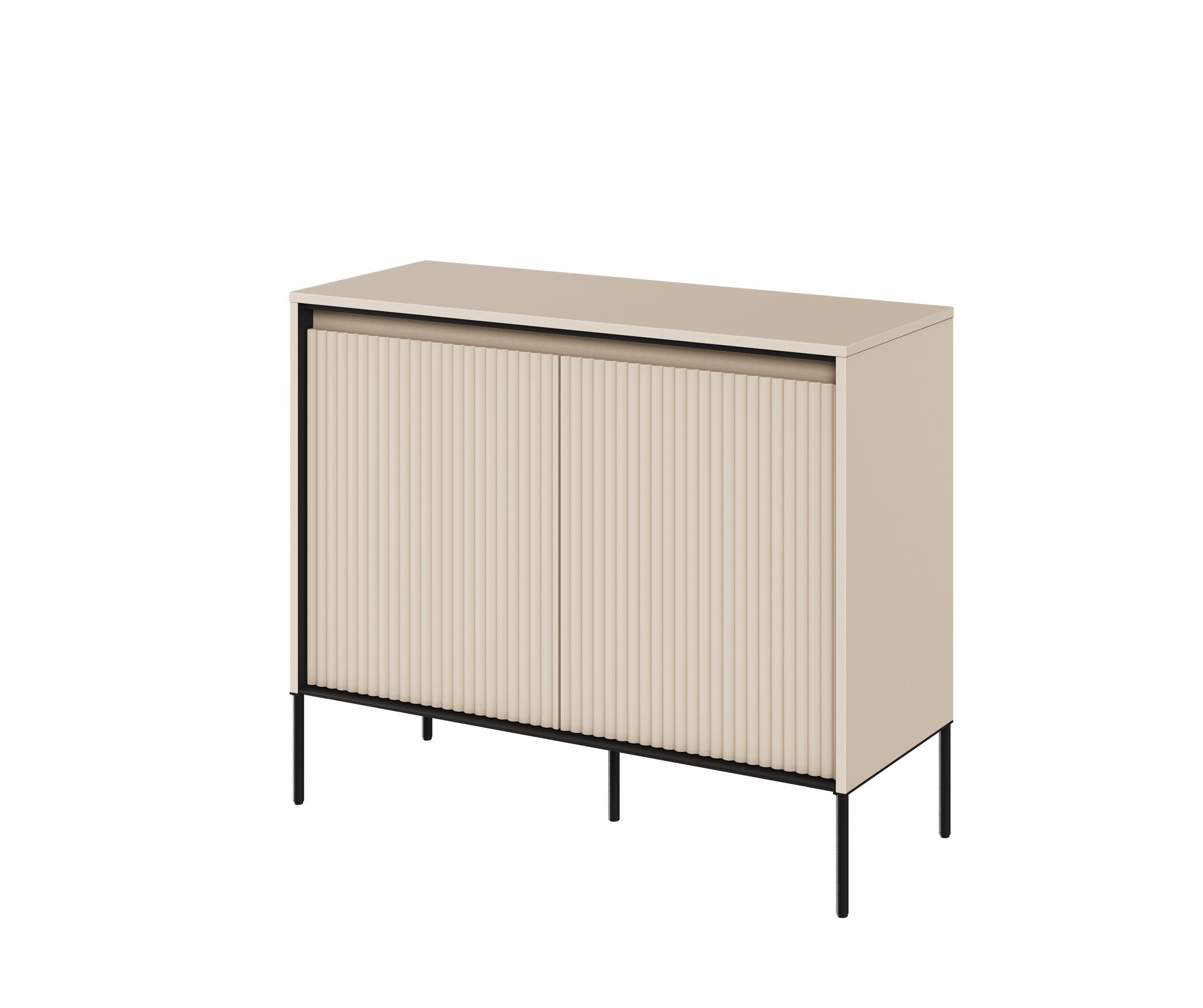 Compleo Kommode mit gerifflete Front FLORE für Wohnzimmer, push to open
