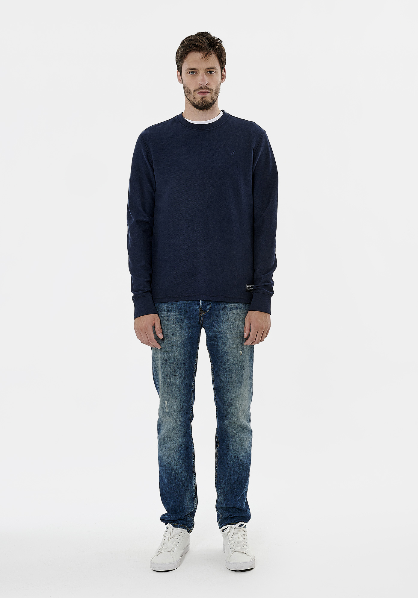 TAPOK  T-shirt bleu marine homme 100% coton