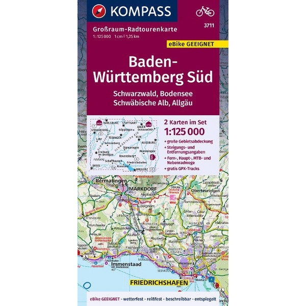 KOMPASS GROßRAUM-RADTOURENKARTE 3711 BADEN-WÜRTTEMBERG SÜD