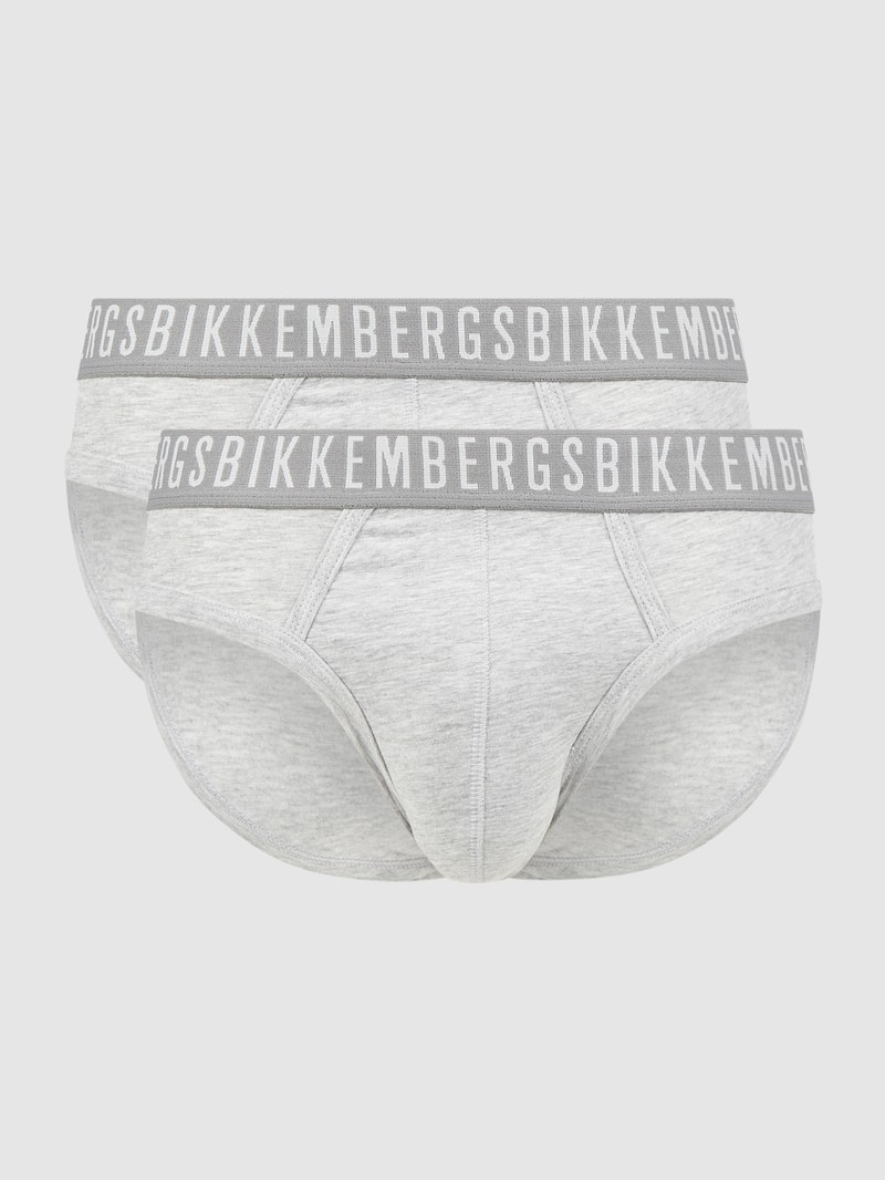 Slip mit Stretch-Anteil im 2er-Pack in mittelgrau meliert