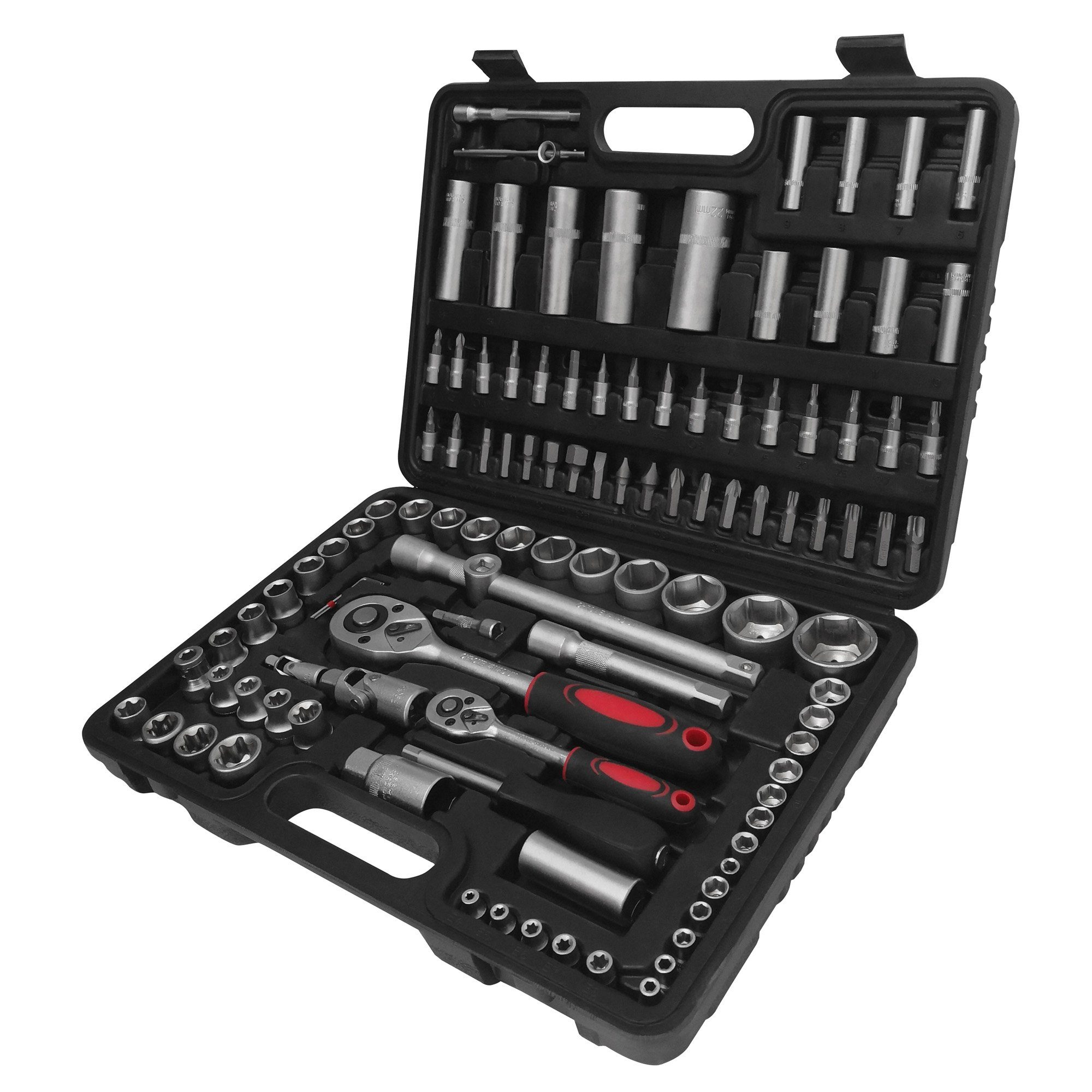 Arebos Werkzeugkoffer Steckschlüsselsatz, Steckschlüssel - Bitsatz (Set, 108 St)