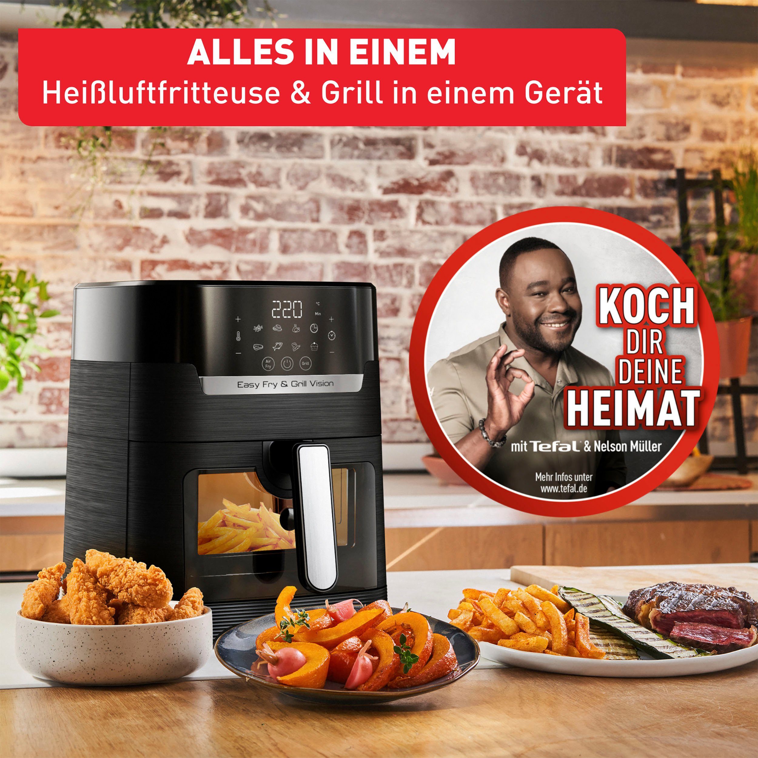 Tefal Heißluftfritteuse EY5068 Easy Fry & Grill Vision, 1550 W