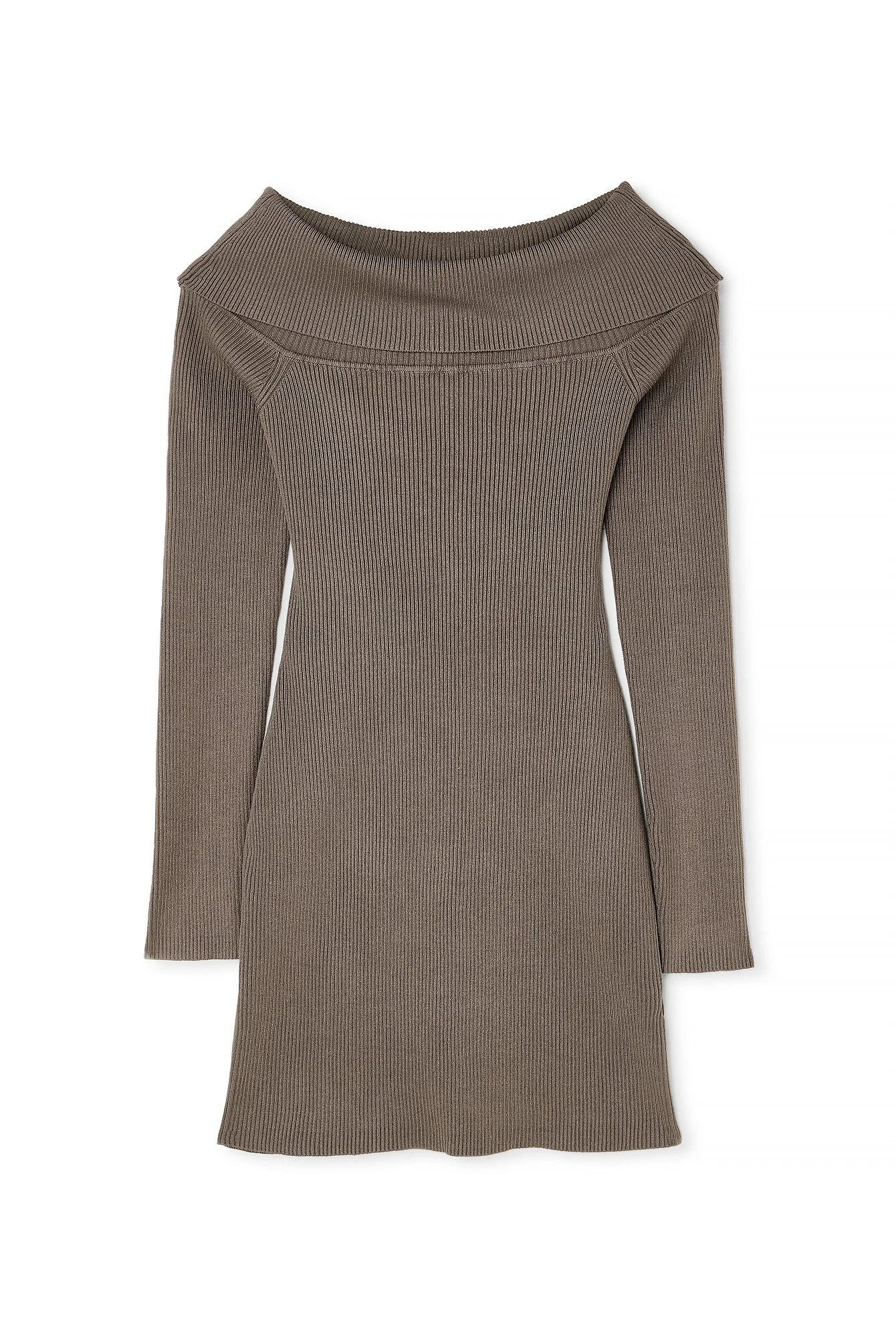 Schulterfreies Strick-Minikleid mit Falteneffekt