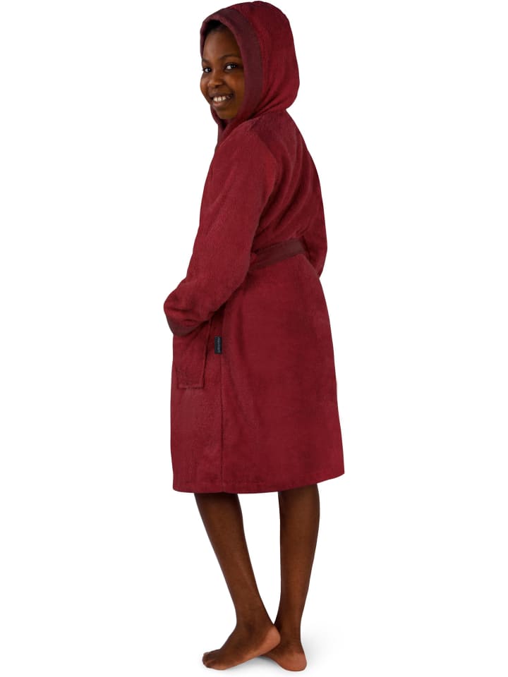 normani Frottee Kinderbademantel aus Bio-Baumwolle in Rot günstig kaufen