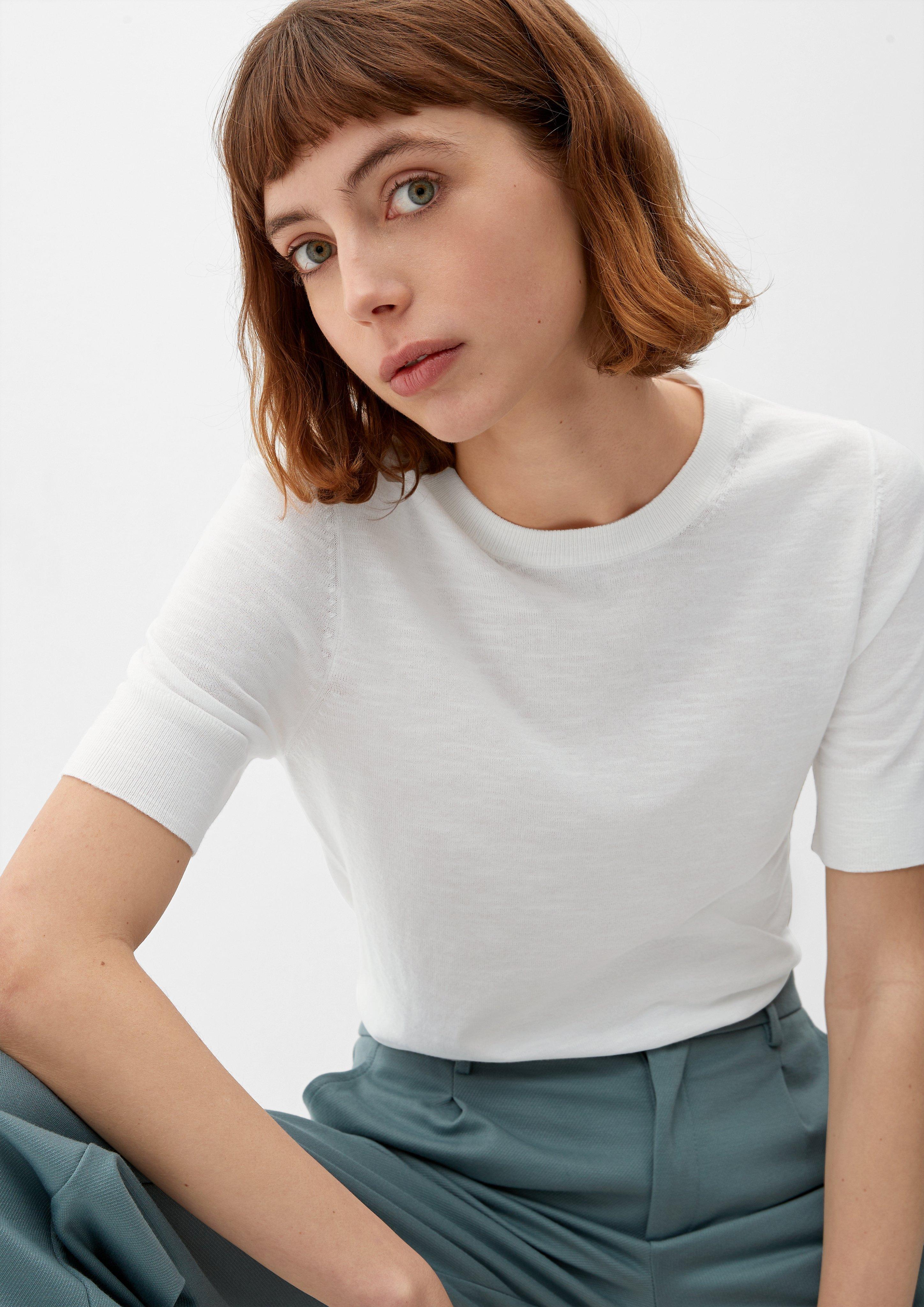 Feinstrick-Pullover mit kurzen Ärmeln  2127063-0210