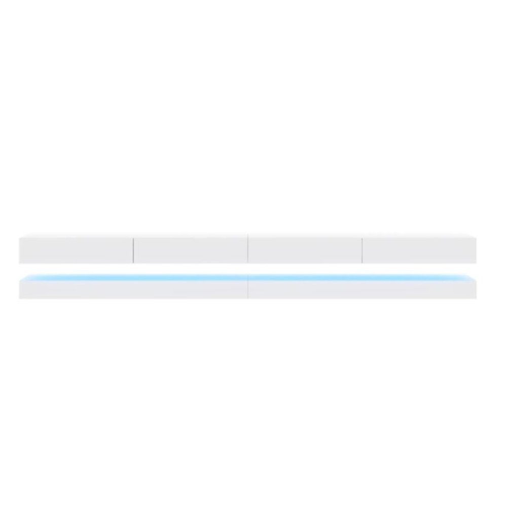 DB-Möbel Lowboard TV-Lowboard Space Double Weiß mit LED-Beleuchtung 2x140 cm breit