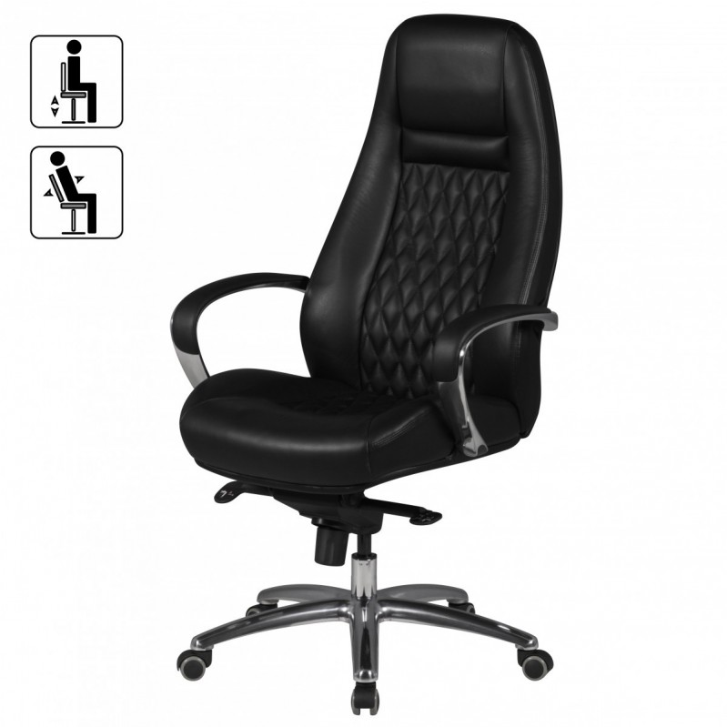 Amstyle Bürostuhl Austin Echtleder Schwarz Schreibtischstuhl Chefsessel Drehstuhl mit Synchronmechanik