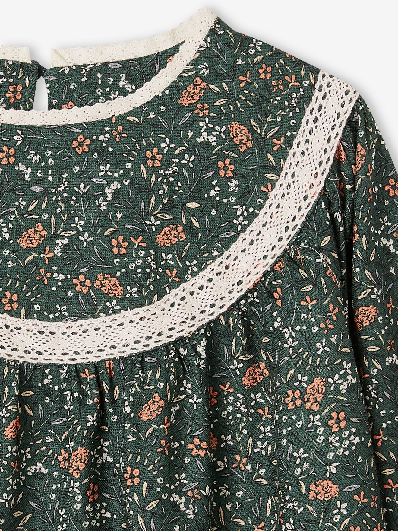 Vertbaudet Mädchen Blumenkleid - nachtblau