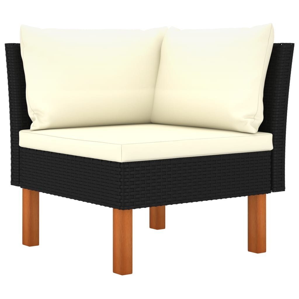 vidaXL Loungesofa 3-tlg. Garten-Lounge-Set Poly Rattan und Eukalyptus Massivholz, 1 Teile