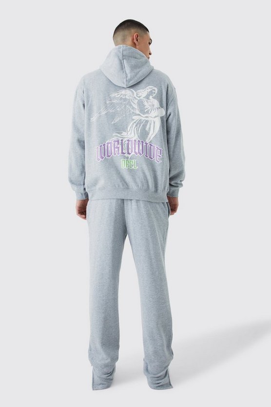 Oversize Trainingsanzug mit Print und geteiltem Saum