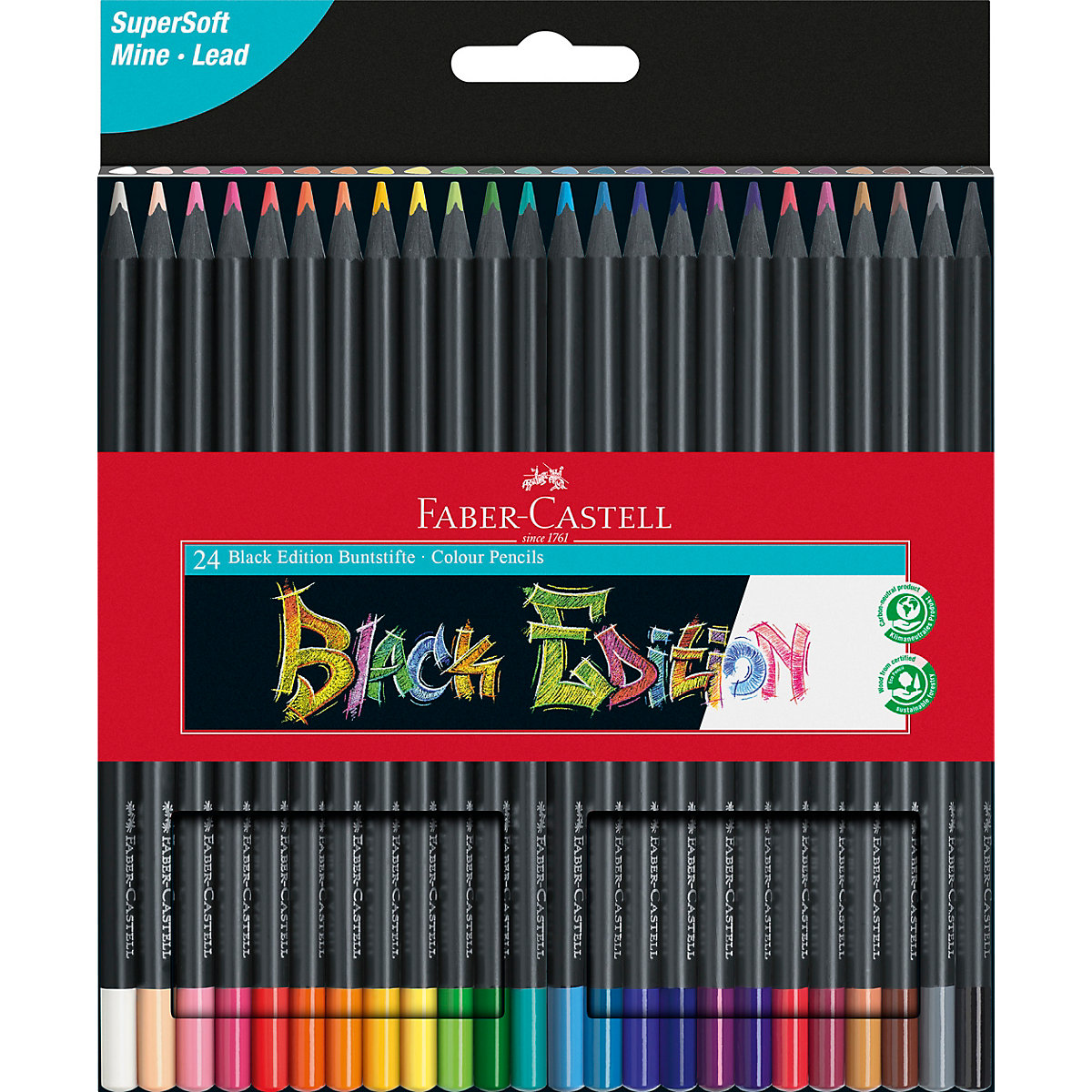 Black Edition Dreikant-Buntstifte, 24 Farben