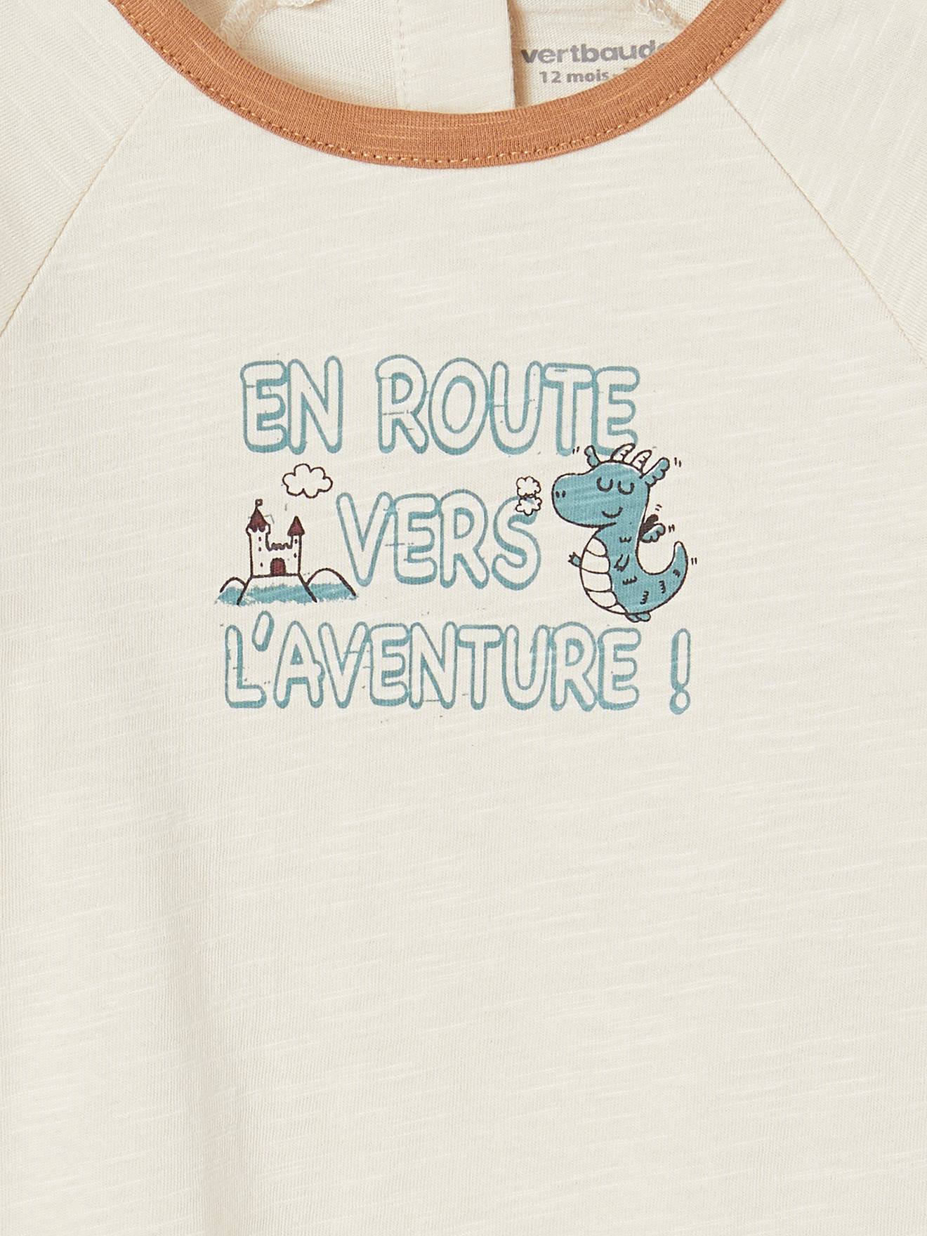 Vertbaudet Baby Shirt mit Drachenmotiv - sandfarben