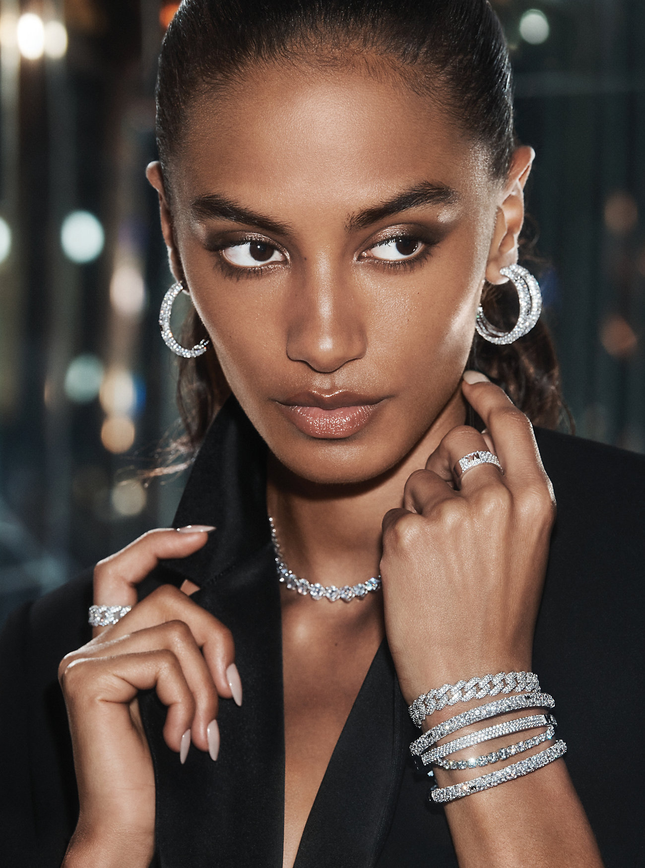 Precious Metal-Plated Sterling Silver Pavé Curb Link Bracelet - SILVER