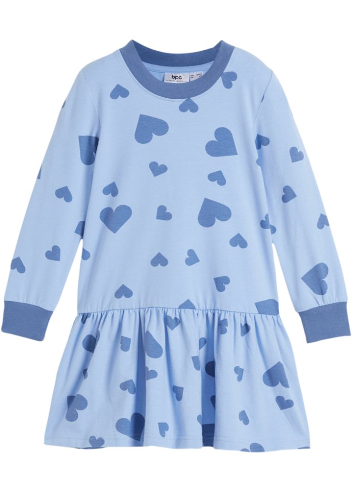 Mädchen Jerseykleid mit Herzchendruck