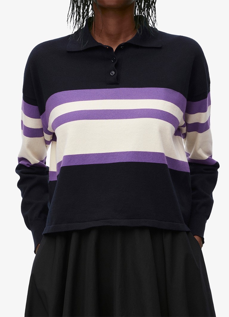 LOEWE Polo collar and stripe print sweater