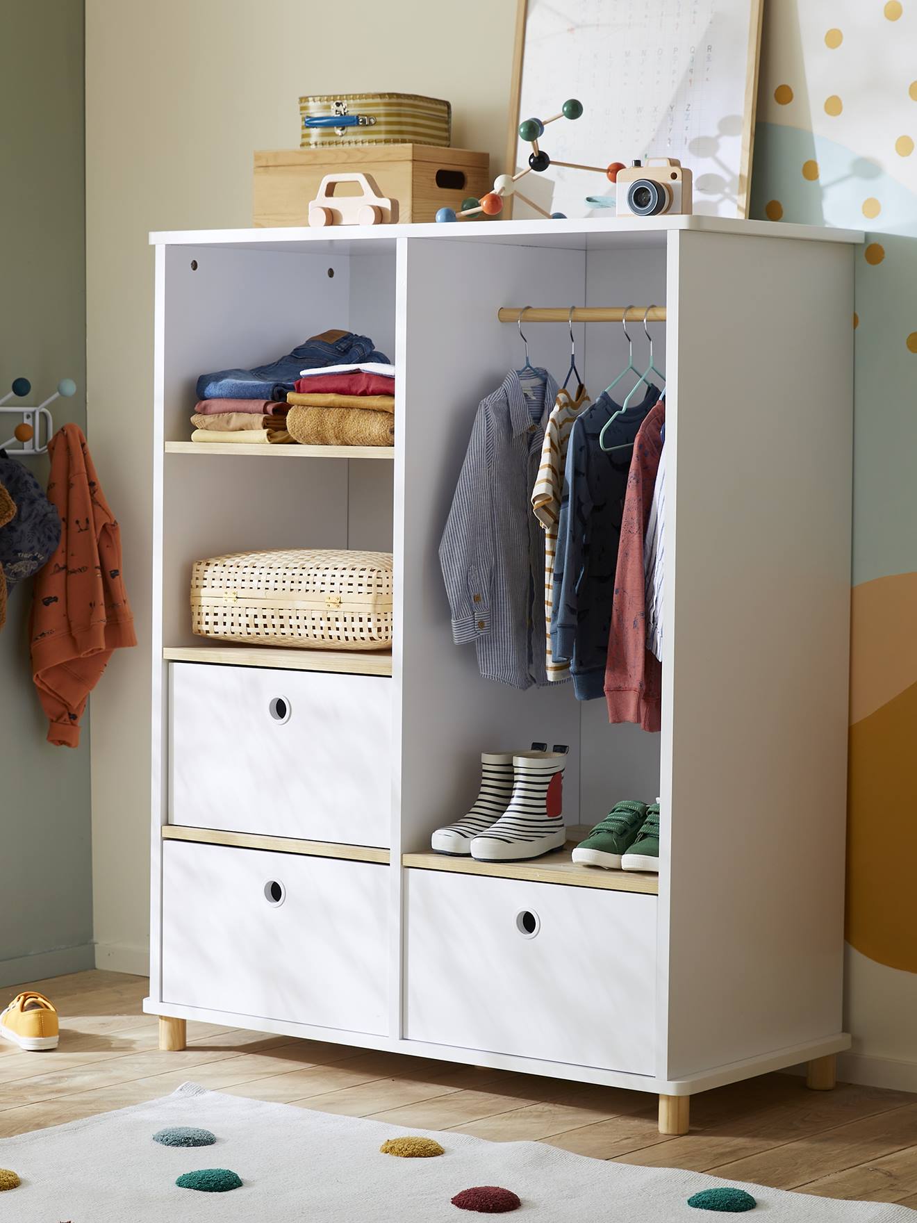 Vertbaudet Kinderzimmer Schrank PTILOU - weiß/natur
