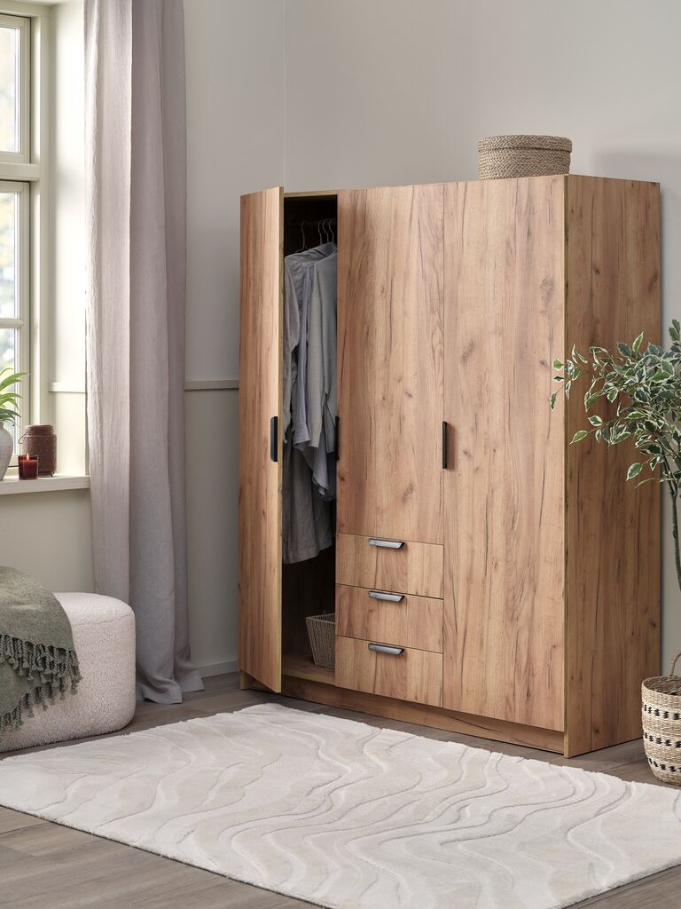 JENSLEV Schrank JENSLEV 144x176 3 Türen 3 Schubladen Eichenfarbe