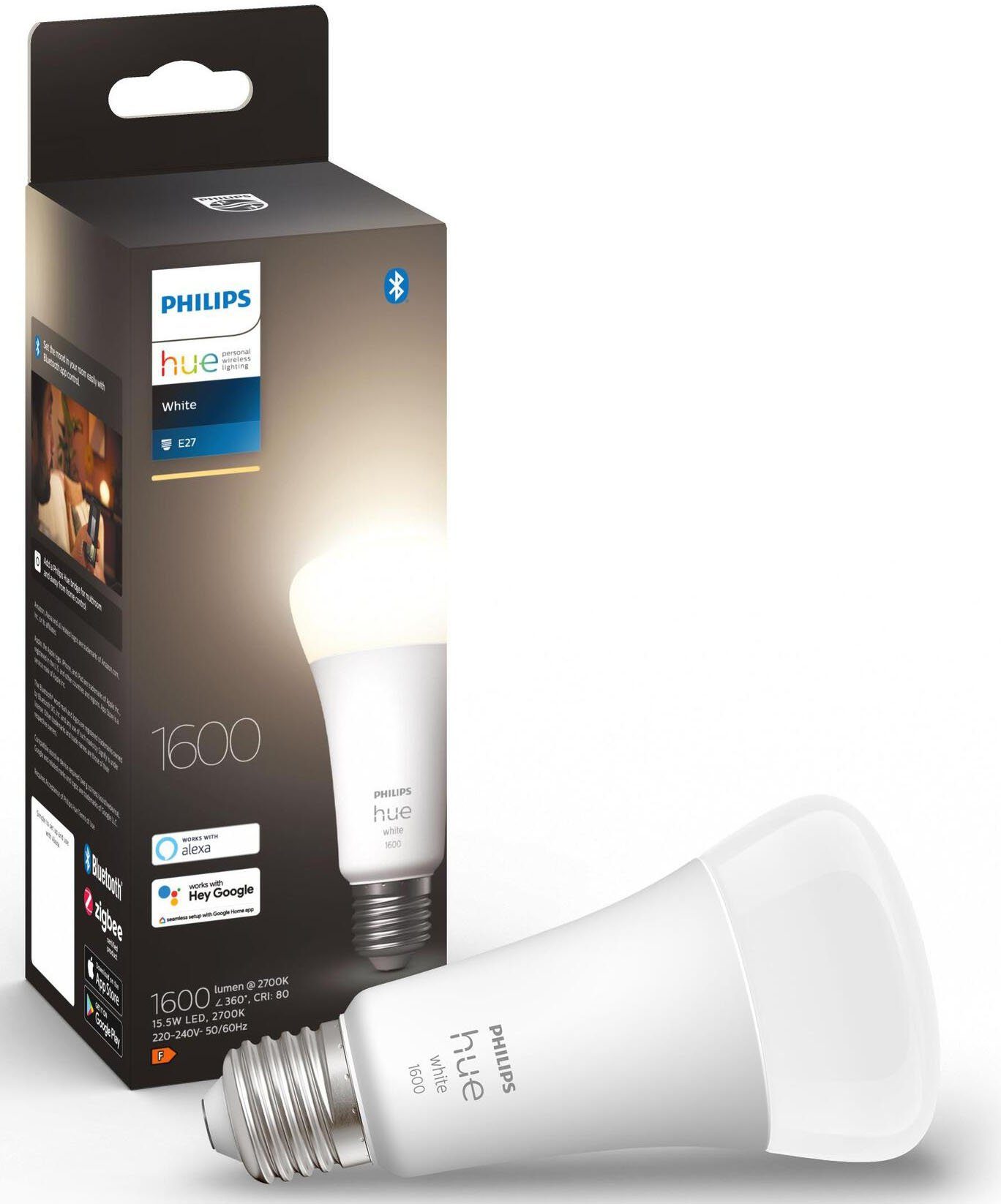 Philips Hue LED-Leuchtmittel White E27 Einzelpack 1100lm 100W!, E27, 1 St., Warmweiß