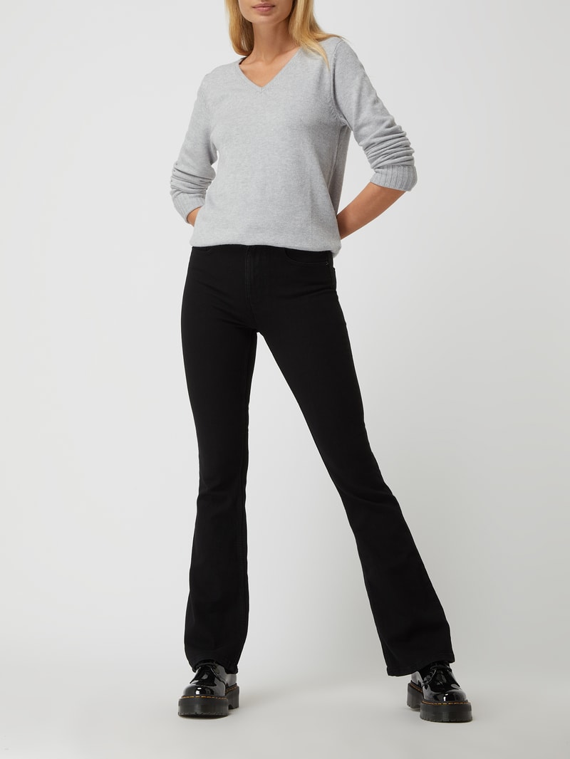 Flared Jeans mit Stretch-Anteil Modell 'Peggy' in schwarz