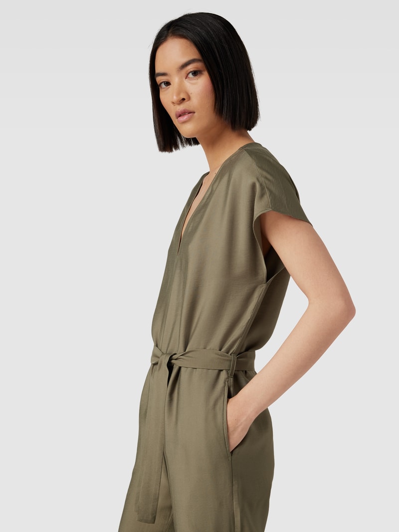 Jumpsuit mit V-Ausschnitt in olivgrün