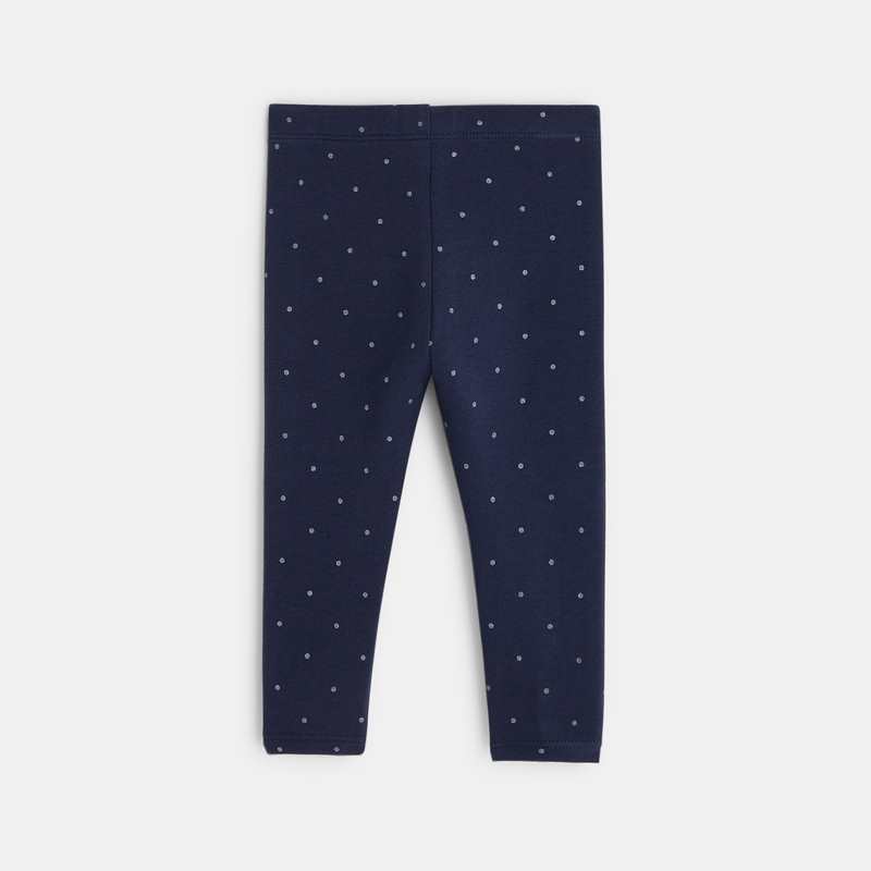 Legging molleton bio imprimé pois bleu bébé fille