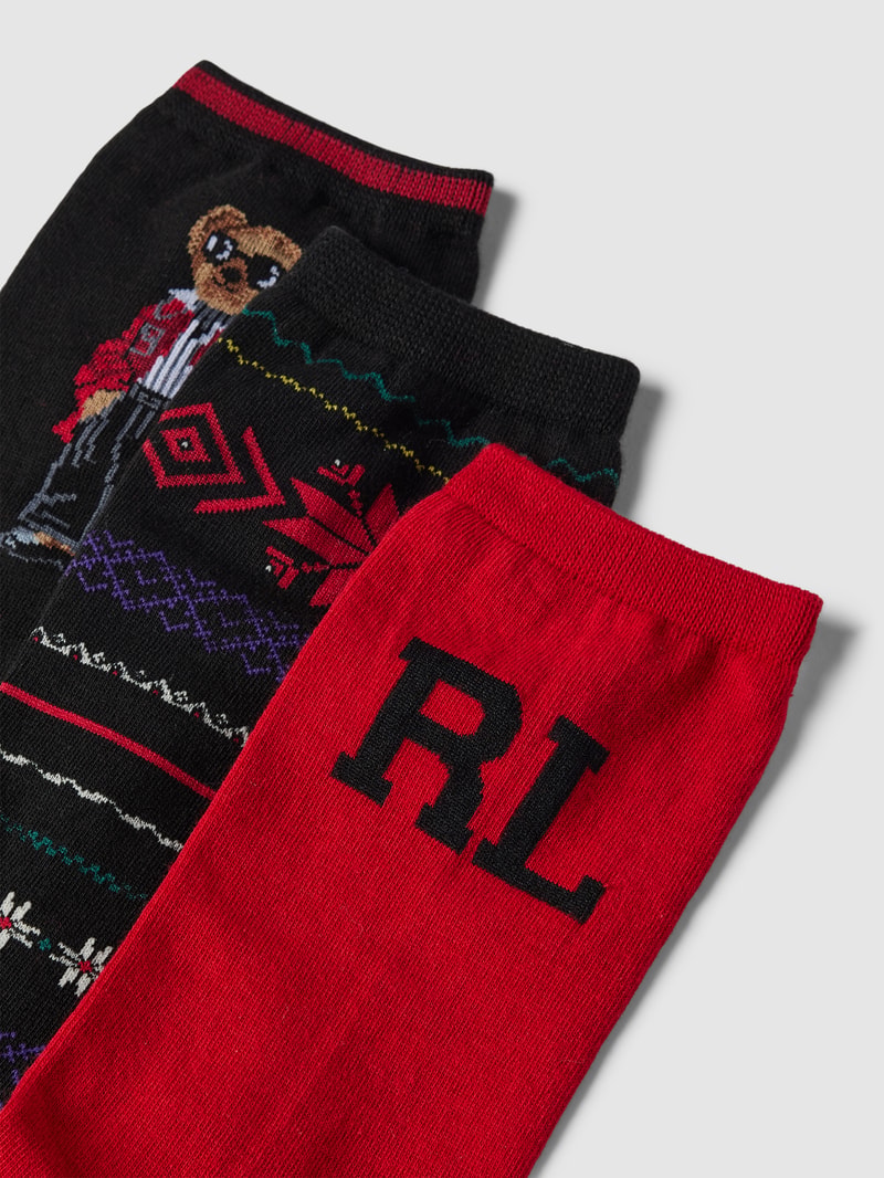 Socken mit Allover-Muster im 3er-Pack in schwarz