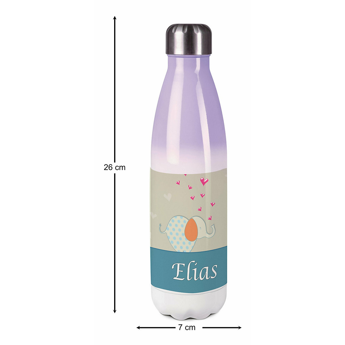 Edelstahl Kinder Thermoflasche / Trinkflasche bunt Elefant Farbe blau orange Spülmaschinenfest, Auslaufsicher, Bruchfest, Doppelwandig, Für Heißgetränke geeignet, Mit Deckel, Isoliert