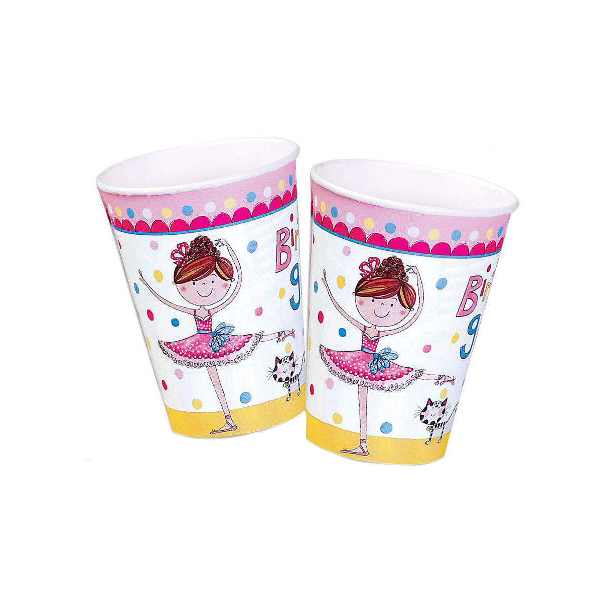 8 Papp-Becher Kleine Ballerina, 200 ml