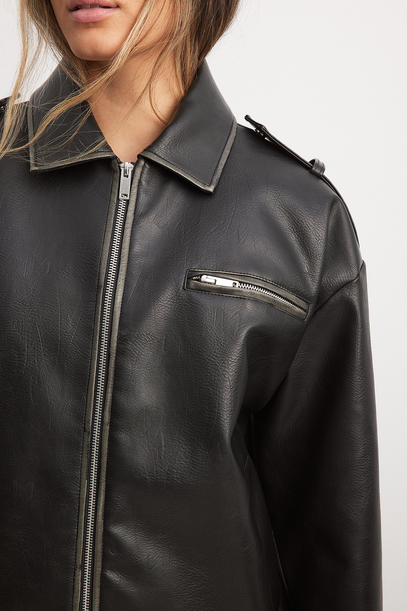 Washed Out Pu Bomber Jacket