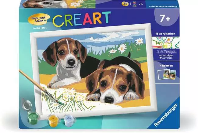 CreArt Jack Russel Welpen - Malen nach Zahlen für Kinder ab 7 Jahren