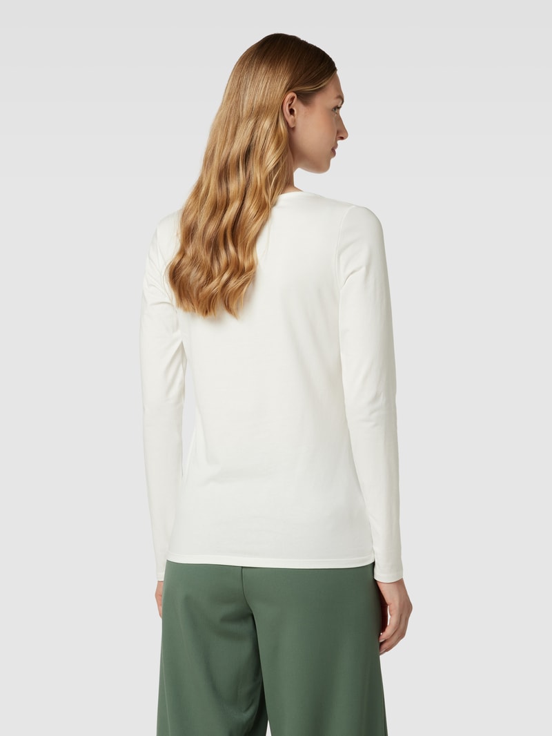 Longsleeve mit U-Ausschnitt Modell 'Basic' in weiß