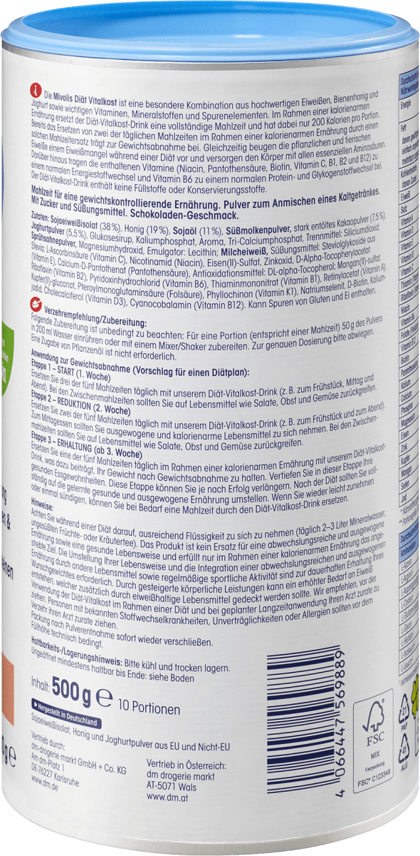 Diät Shake, Vitalkost, Schoko-Geschmack, 500 g