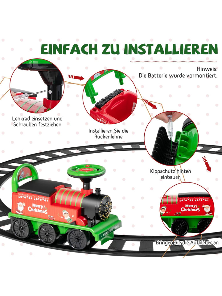 COSTWAY Aufsitz Lokomotive mit Bahn in Gr眉n günstig kaufen onesize