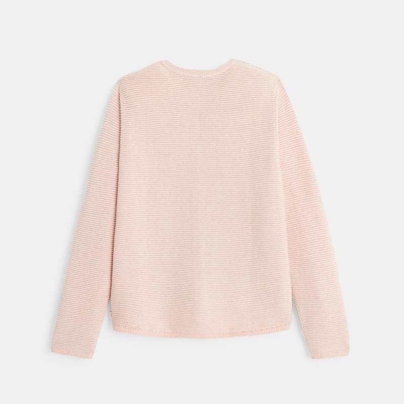 Gilet boutonné à côtes Ottoman rose fille