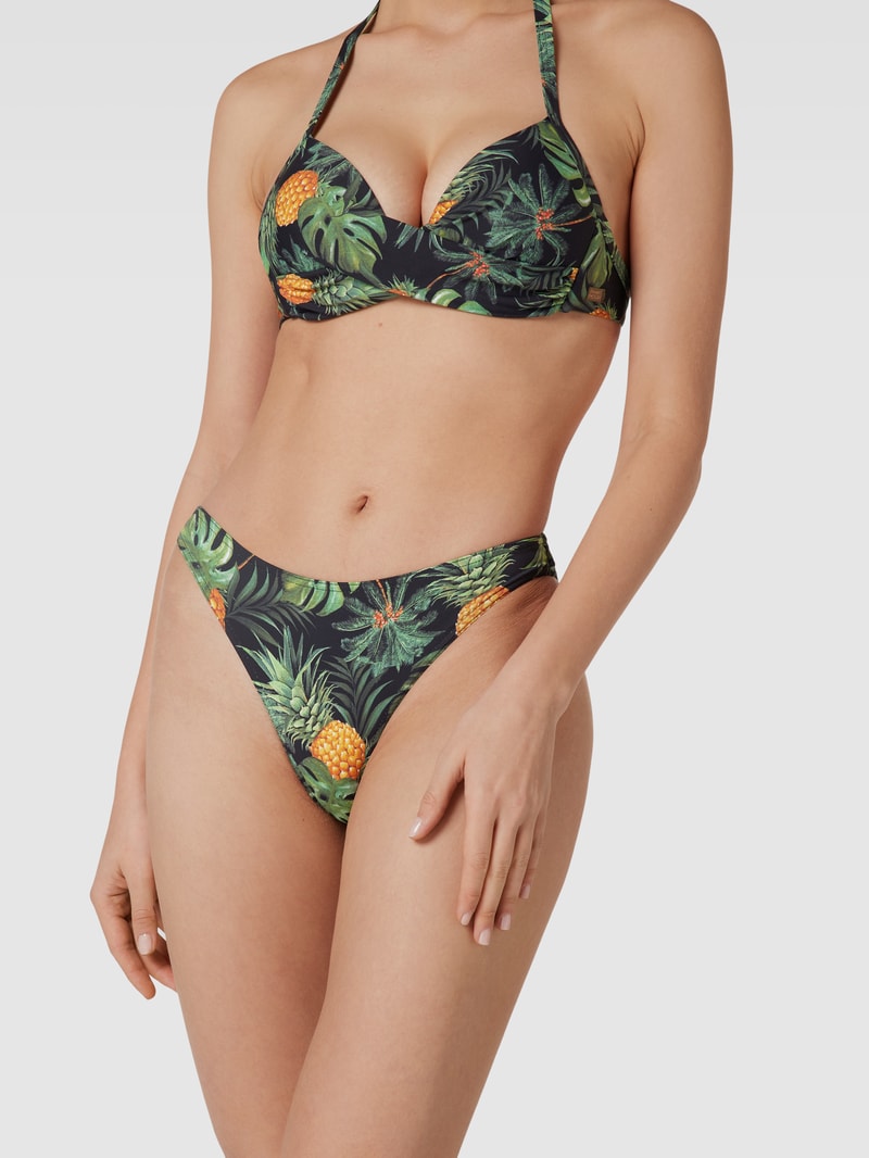 Bikini-Slip mit Allover-Print Modell 'DUCA' in schwarz