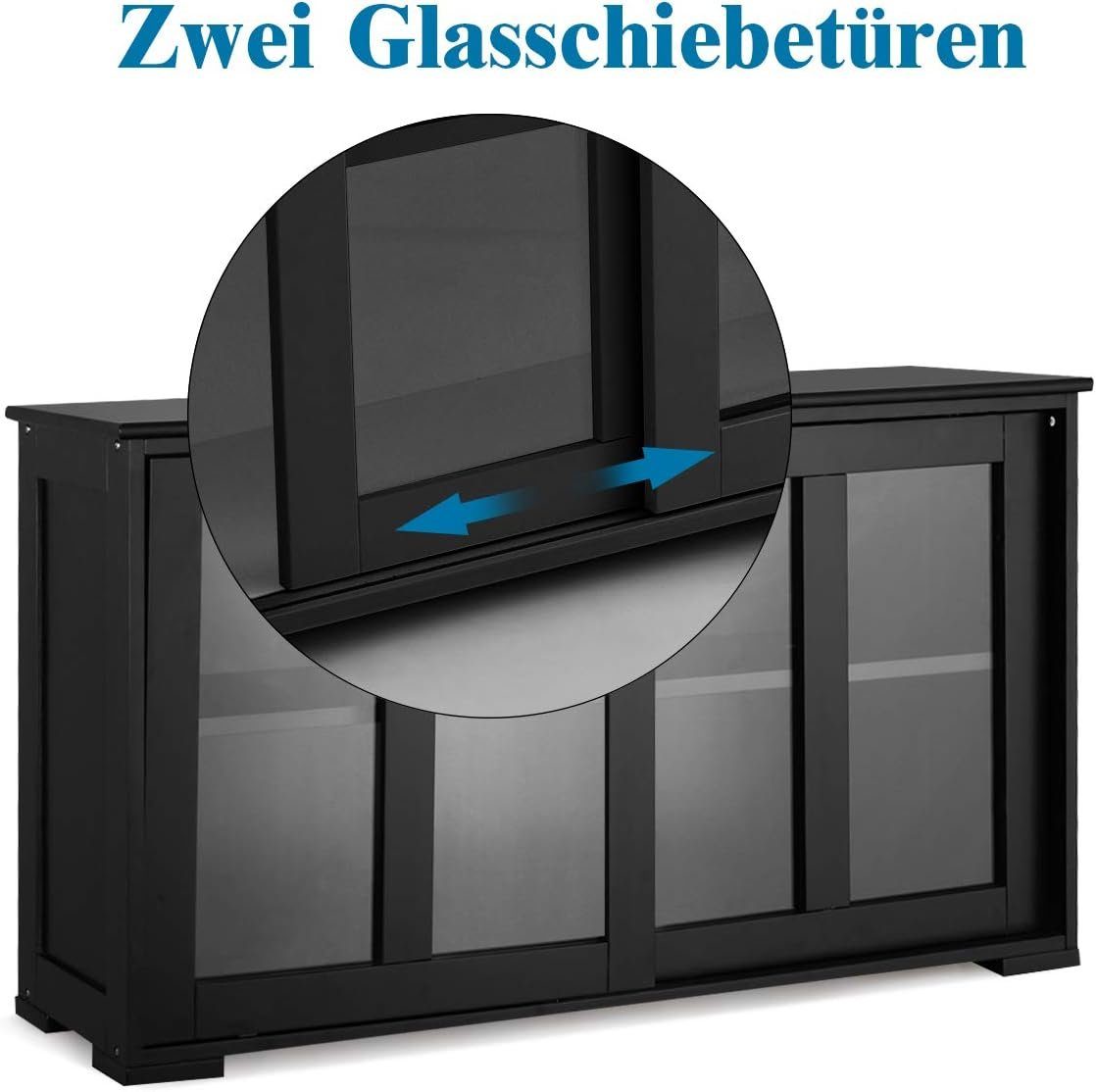 KOMFOTTEU Sideboard Küchenschrank, mit Schiebetüren