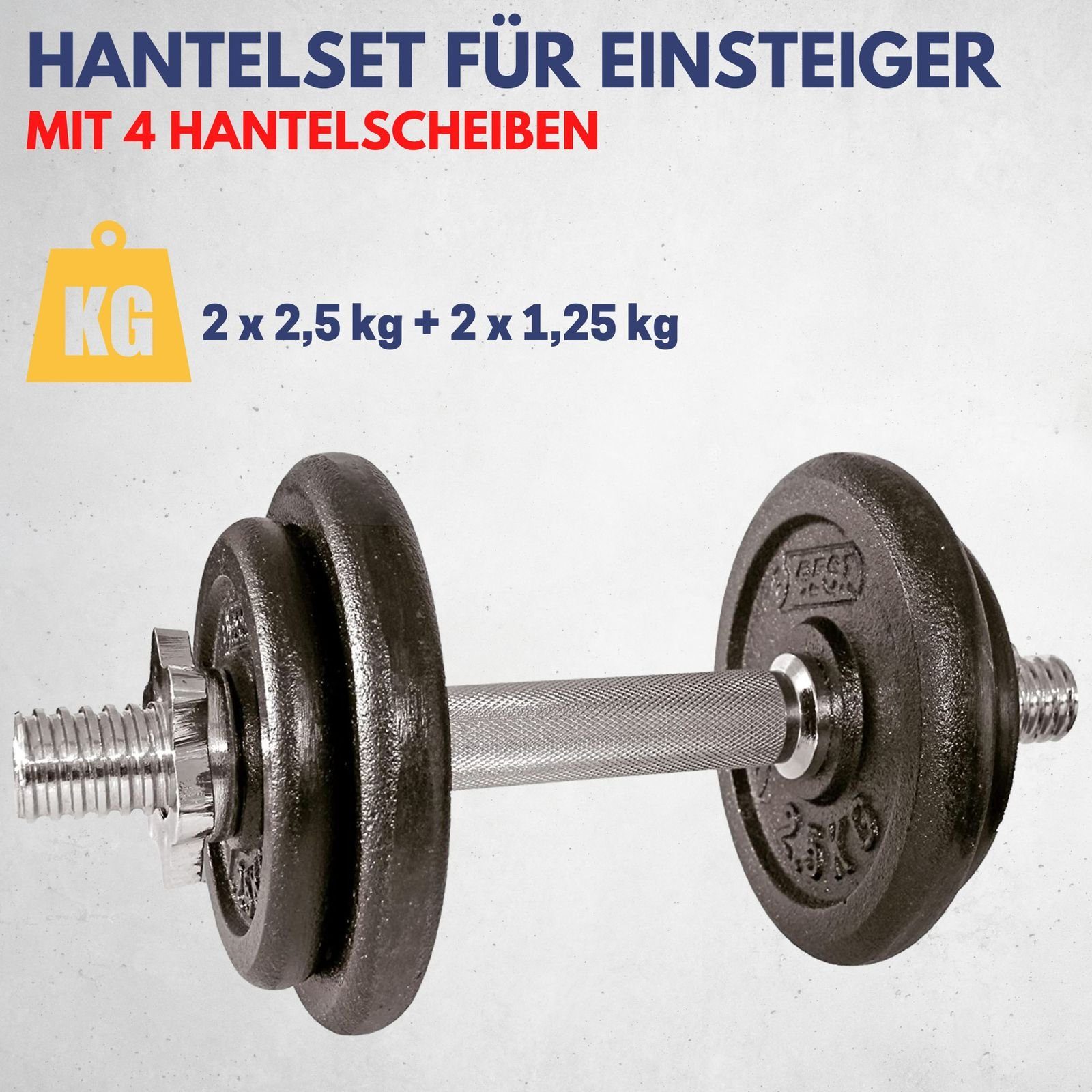Best Sporting Hantel-Set Hantelset Kurzhantel Hanteln 10 kg aus Gusseisen mit Sternverschluss Hantel verstellbar für Männer und Frauen, Für Dein Workout und Fitnesstraining Zuhause Adjustable Dumbbell Set