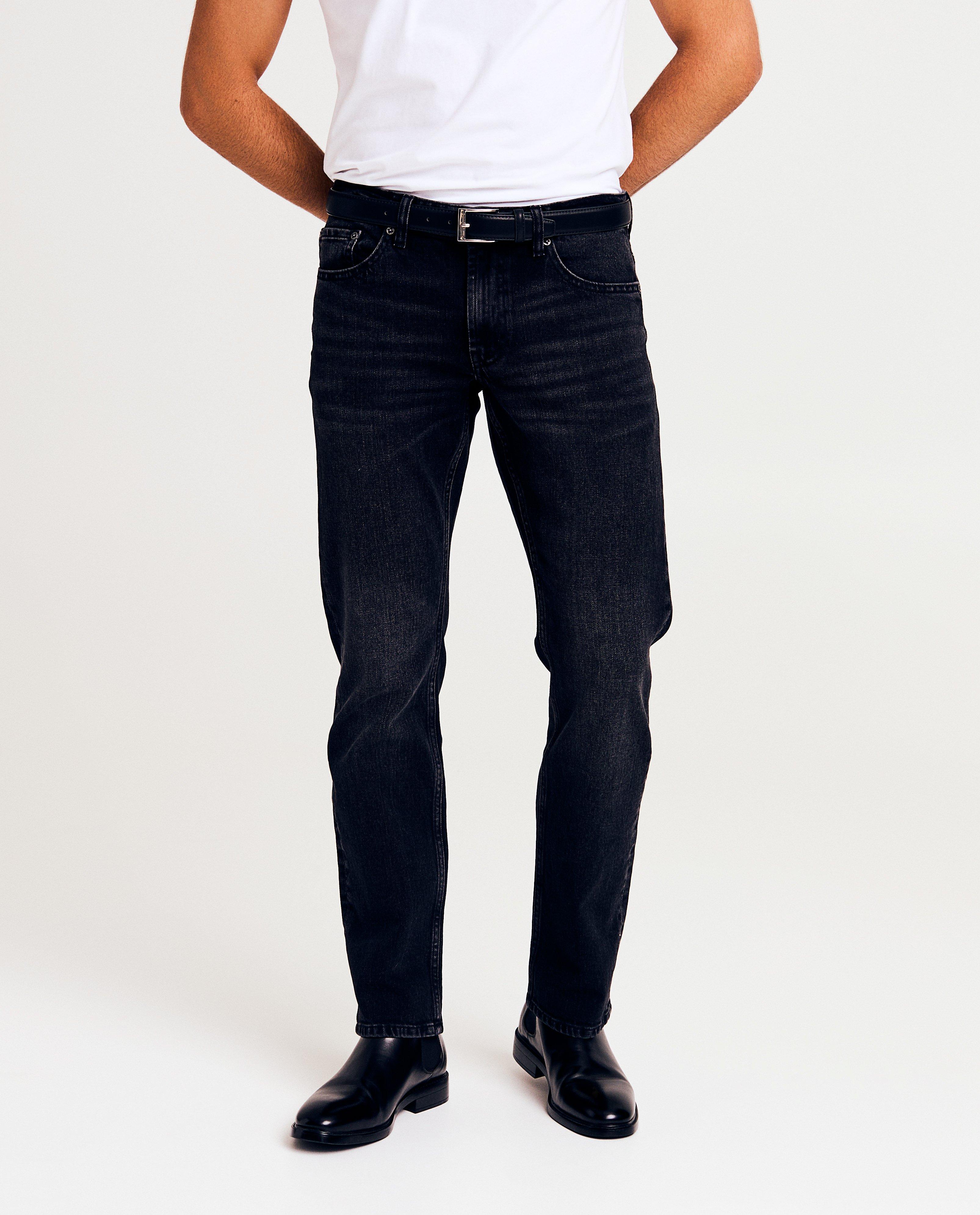Svarta Quarterback-jeans, rak passform, svarta