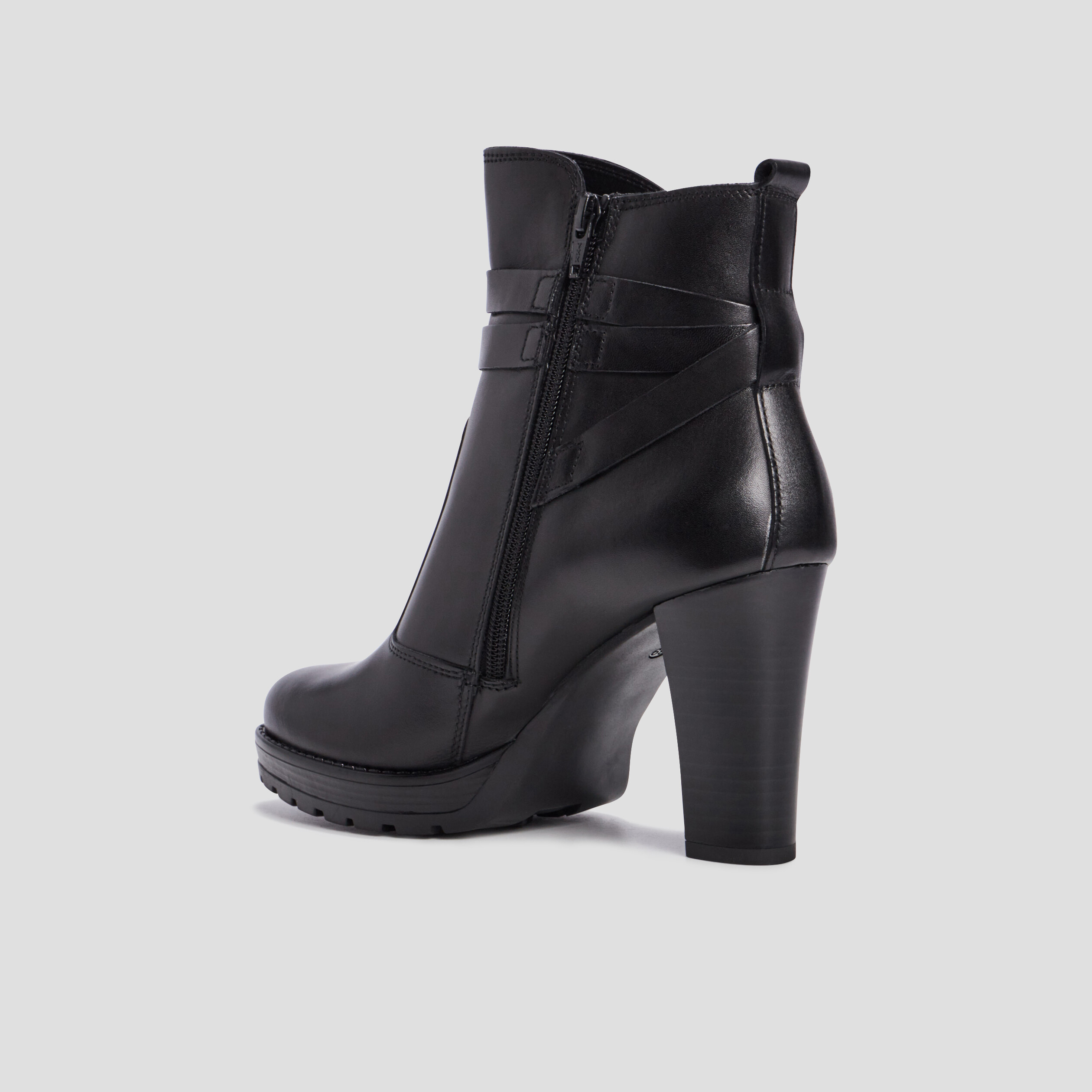 Bottines cuir à talons avec brides noir femme | La Halle