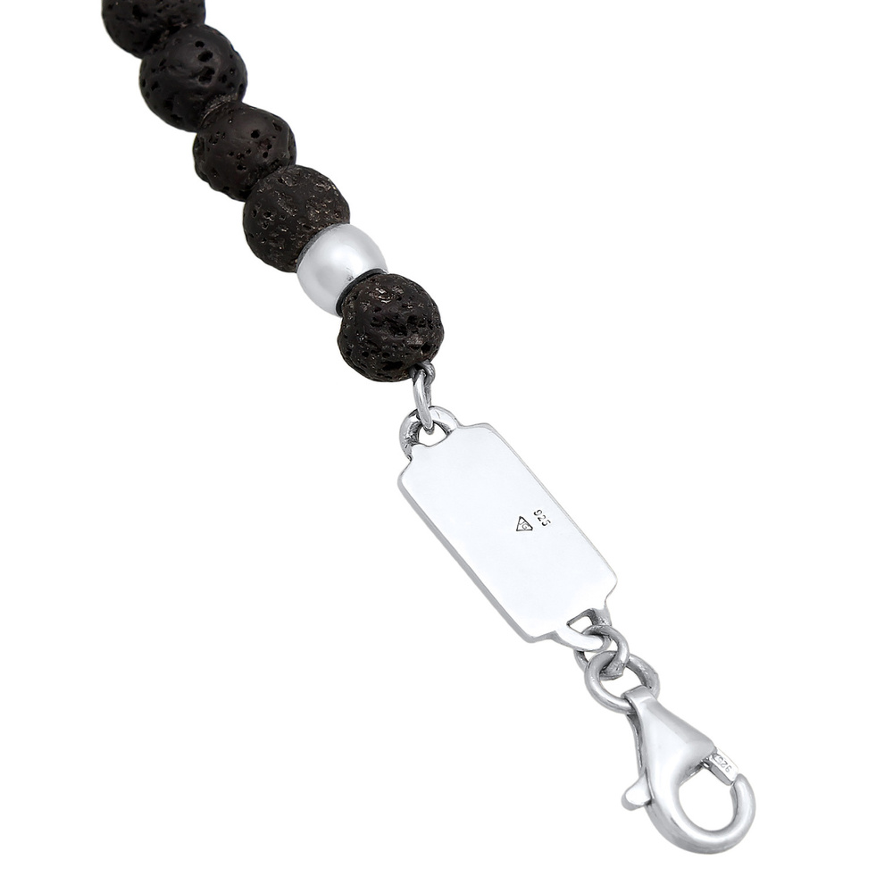 KUZZOI KUZZOI Collier Hommes Vintage surfeur Tendance avec des boules de lave en Argent  collier