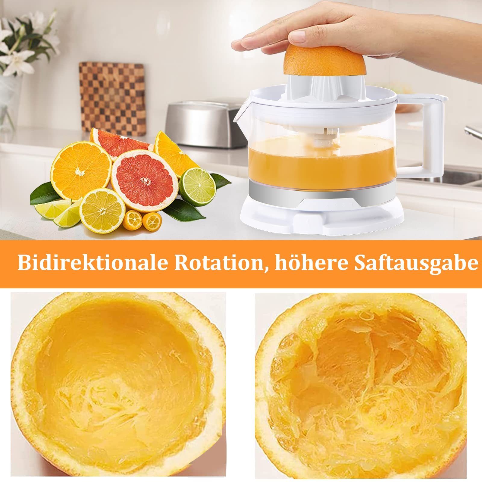 HOMELUX Zitruspresse elektrisch 500ml Entsafter mit 2 Kegel Saftpresse Orangenpresse, 45,00 W, einstellbares Fruchtfleisch Hohe Entsaftungsrate Zitronenpresse