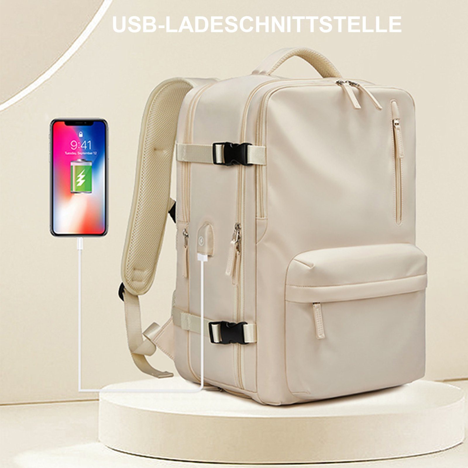 OKWISH Reiserucksack Laptoprucksack Laptop Rucksack Rucksäcke Freizeitrucksack Laptoptasche (Reisen Notebook Laptop Tasche Schule Uni Rucksack Handgepäck, Anti-Diebstahl, Backpack mit Laptopfach, Schuhfach, USB-Lade-Anschluss), für Herren Damen Junge