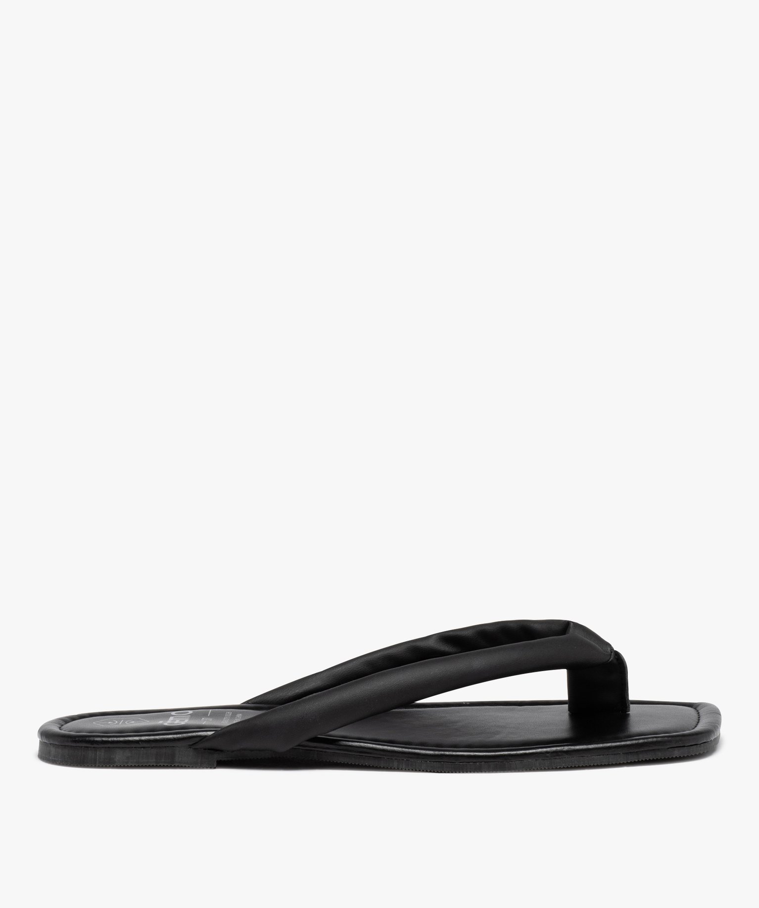 Sandales femme à entre-doigts uni matelassé noir | GEMO