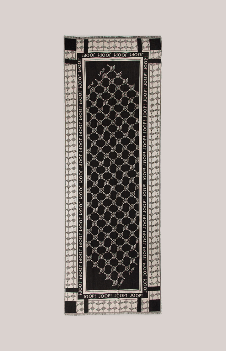 Jacquard-Schal in Schwarz/Beige