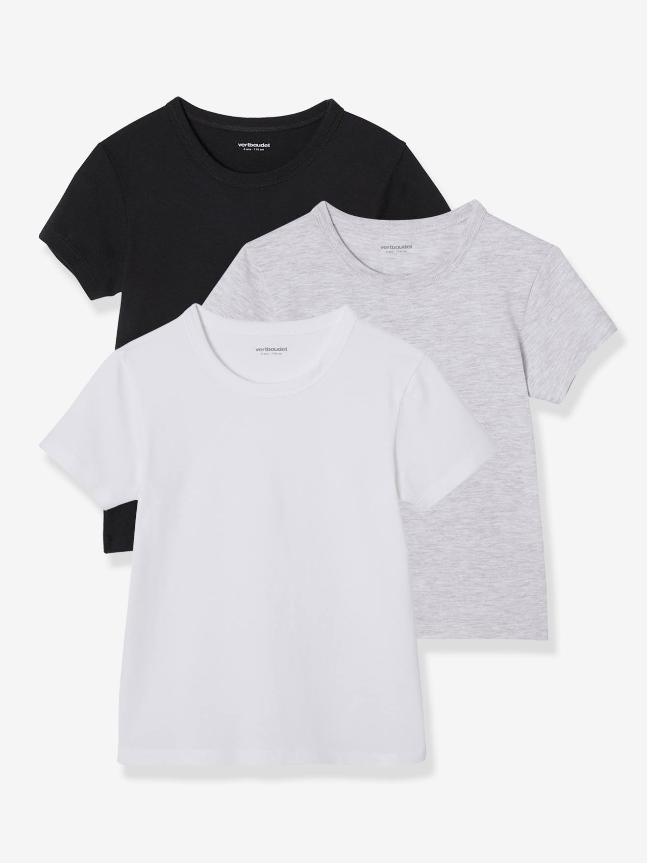 Lot de 3 T-shirts garçon manches courtes BASICS lot camaieu bleu